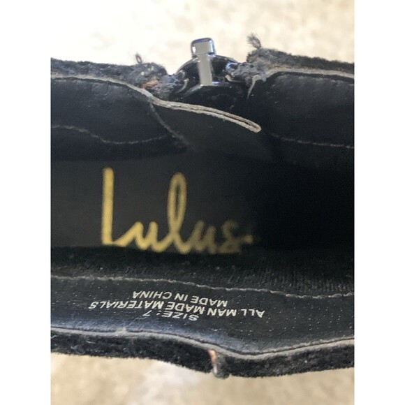 Lulus Black Velvet Embroidered Ankle Booties Bohemian Festival Boots Sz 7 - Picture 6 of 13
